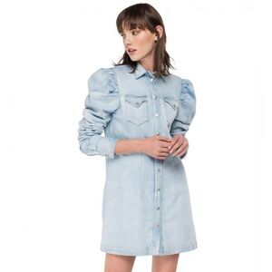 REPLAY Denim Mini Dress Balloon Sleeves size‎ S